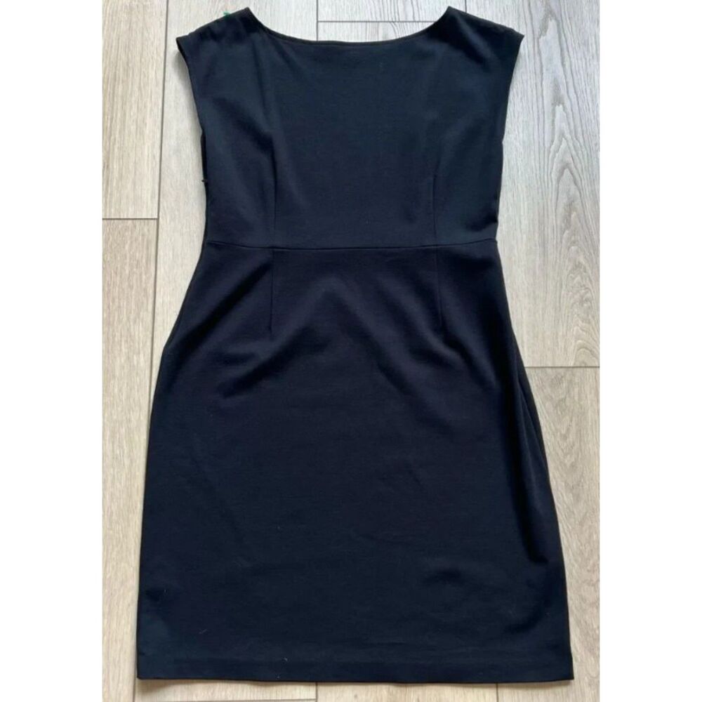 EILEEN FISHER Solid Black Sz Small Sleeveless Stretchy Knee Length Sheath Dress - Picture 2 of 6